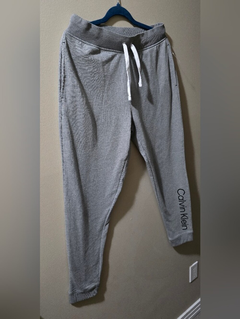 Calvin Klein Gray Jogger Sweatpants with White Drawstring